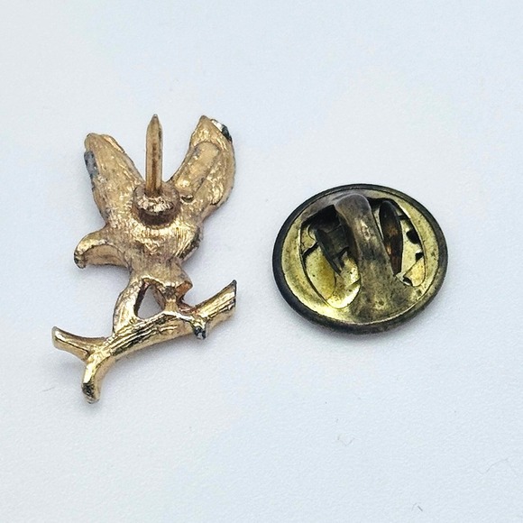 Vintage Gold Tone Eagle Branch Patriotic Lapel Pin Tie Tack Ballou Reg'd USA - Picture 5 of 5
